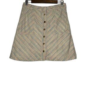 Pilcro and the Letterpress Colorful Striped Button Down Front Skirt‎ Size 10
